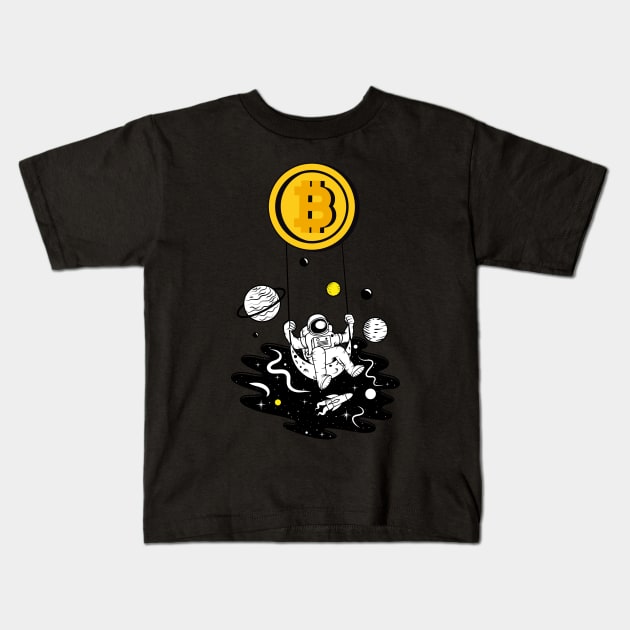 Bitcoin Crypto To The Moon Kids T-Shirt by UNDERGROUNDROOTS